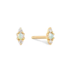 Best Pirce 🔔 Moon & Meadow 14K Yellow Gold Opal & Diamond Stud Earrings - 100% Exclusive Opal/gold 🎁