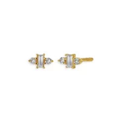 Coupon 🤩 Moon & Meadow 14K Yellow Gold Diamond Baguette Stud Earrings 😍