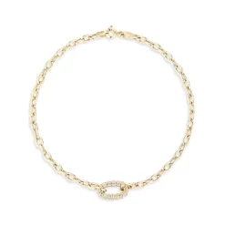 Wholesale 🥰 Moon & Meadow 14K Yellow Gold Diamond Pavé Oval Link Bracelet ✔️
