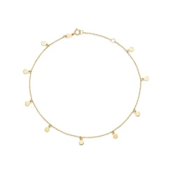 New 😀 Moon & Meadow Disk Charm Ankle Bracelet In 14K Yellow Gold - 100% Exclusive ❤️