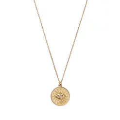 Deals 🎁 Moon & Meadow 14K Yellow Gold Diamond Evil Eye Pendant Necklace, 18" 😀