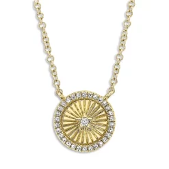 Outlet 💯 Moon & Meadow 14K Yellow Gold Diamond Halo Medallion Pendant Necklace, 18" - 100% Exclusive ✨