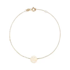 Cheapest 🧨 Moon & Meadow 14K Yellow Gold Smiley Face Bracelet 😍