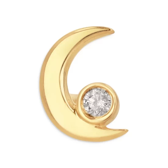 Outlet ⌛ Moon & Meadow 14K Yellow Gold Diamond Moon Single Stud Earring ✨ 3 Outlet ⌛ Moon & Meadow 14K Yellow Gold Diamond Moon Single Stud Earring ✨