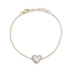 Moon Sales Store 36 Best deal โจ Moon & Meadow 14K Yellow Gold Stone Heart & Diamond Bracelet Collection White โค๏ธ