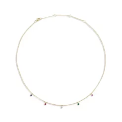 Best Sale ⭐ Moon & Meadow 14K Yellow Gold Multi Gemstone Diamond Dangle Statement Necklace, 18" - 100% Exclusive ❤️