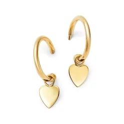 Best deal 😀 Moon & Meadow 14K Yellow Gold Small Dangling Heart Hoop Earrings - 100% Exclusive ✔️