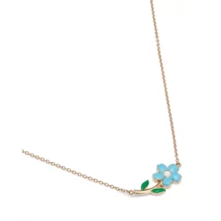 Discount 👏 Moon & Meadow 14K Yellow Gold Enamel Flower Pendant Necklace, 15-16" Blue/gold 😀 -Moon Sales Store unnamed file 265