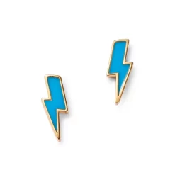 Best reviews of ❤️ Moon & Meadow 14K Yellow Gold Enamel Lightning Bolt Stud Earrings - 100% Exclusive Blue/gold ⌛