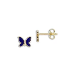 Discount 🔥 Moon & Meadow 14K Yellow Gold Enamel Butterfly Stud Earrings - 100% Exclusive Blue/gold 😉 -Moon Sales Store unnamed file 315