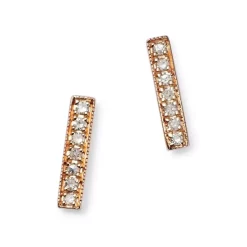Buy 🛒 Moon & Meadow 14K Rose Gold Diamond Bar Stud Earrings ✨