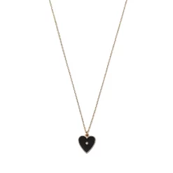 Discount 🥰 Moon & Meadow 14K Yellow Gold Diamond Heart Black Enamel Necklace, 18" - 100% Exclusive ❤️