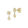 Top 10 ⌛ Moon & Meadow Diamond Flower Drop Earrings In 14K Yellow Gold, 0.02 Ct. T.w. ⭐