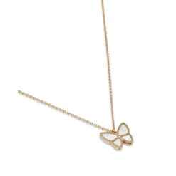 Budget 👍 Moon & Meadow 14K Yellow Gold 👩 Mother Of Pearl Butterfly Necklace, 18" White/gold 👏 -Moon Sales Store unnamed file 344