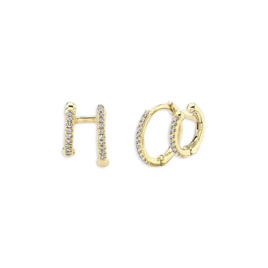 Outlet ✔️ Moon & Meadow 14K Yellow Gold Diamond Double Huggie Hoop Earrings - 100% Exclusive 😉 3 Outlet ✔️ Moon & Meadow 14K Yellow Gold Diamond Double Huggie Hoop Earrings - 100% Exclusive 😉