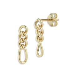 New 👏 Moon & Meadow Figaro Chain Drop Earrings In 14K Yellow Gold 🥰