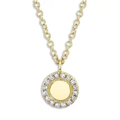 Best deal ⌛ Moon & Meadow 14K Yellow Gold Diamond Halo Disc Pendant Necklace, 18" - 100% Exclusive 🌟