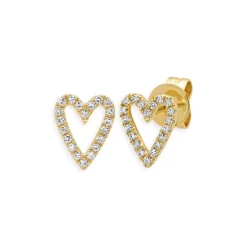 Hot Sale 👏 Moon & Meadow 14K Yellow Gold Diamond Heart Stud Earrings - 100% Exclusive ✔️