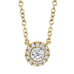 Moon Sales Store 30 Best deal โญ Moon & Meadow 14K Yellow Gold Diamond Halo Pendant Necklace, 18" - 100% Exclusive ๐ฏ