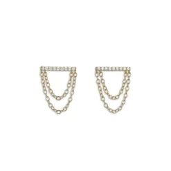Deals 🛒 Moon & Meadow 14K Yellow Gold Diamond Bar Chain Drop Earrings 💯