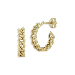 Promo 🧨 Moon & Meadow 14K Yellow Gold Chain Link Small Hoop Earrings 🔔