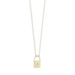 Promo 😉 Moon & Meadow Diamond Padlock Pendant Necklace In 14K Yellow Gold, 0.01 Ct. T.w. 🔥