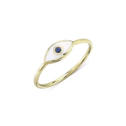 Best deal ✨ Moon & Meadow 14K Yellow Gold Enamel & Blue Sapphire Evil Eye Ring White/gold 🤩