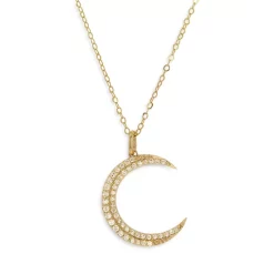 Best deal 😍 Moon & Meadow 14K Yellow Gold Diamond Crescent Moon Pendant Necklace, 16-20" 👏