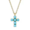 Coupon 🛒 Moon & Meadow Turquoise Cross Pendant Necklace In 14K Yellow Gold, 18" - 100% Exclusive Turquoise/gold 😀