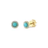 Promo 🔥 Moon & Meadow 14K Yellow Gold Turquoise & Diamond Halo Stud Earrings - 100% Exclusive Turquoise/gold 😀 -Moon Sales Store unnamed file 449
