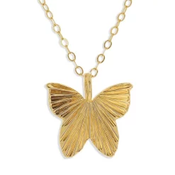 Budget 😀 Moon & Meadow 14K Yellow Gold Butterfly Pendant Necklace, 17" 🧨