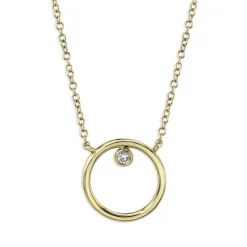 Buy ✔️ Moon & Meadow 14K Yellow Gold Diamond Circle Pendant Necklace, 16-18" - 100% Exclusive 🛒
