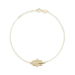 Brand new 👍 Moon & Meadow Diamond Hamsa Hand Link Bracelet In 14K Yellow Gold, 0.03 Ct. T.w. 🔥