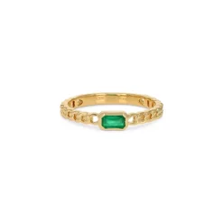 Flash Sale 🧨 Moon & Meadow 14K Yellow Gold Emerald Chain Link Ring Green/gold 👏