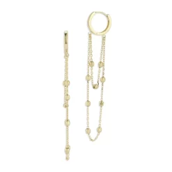 Cheapest 💯 Moon & Meadow 14K Yellow Gold Beaded Chain Dangle Hoop Earrings 🎁