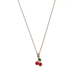 Best Sale 👏 Moon & Meadow 14K Yellow Gold Enamel Cherry Pendant Necklace, 15-16" Red/gold ❤️