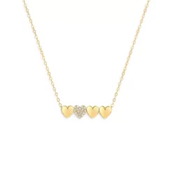 Brand new 🥰 Moon & Meadow 14K Yellow Gold Diamond Pavé Heart Bar Necklace, 16-18" 🌟