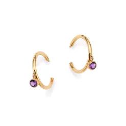 Cheap ๐ฏ Moon & Meadow 14K Yellow Gold Amethyst Hoop Earrings - 100% Exclusive Purple/gold ๐