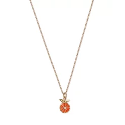 Coupon 🤩 Moon & Meadow 14K Yellow Gold Enamel Orange Fruit Pendant Necklace, 15-16" Orange/gold 👍