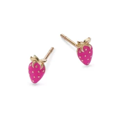 Flash Sale ✨ Moon & Meadow 14K Yellow Gold Enamel Strawberry Stud Earrings Pink/gold 🧨 -Moon Sales Store unnamed file 497
