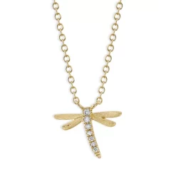 Best deal 🥰 Moon & Meadow 14K Yellow Gold Diamond Dragonfly Pendant Necklace, 16-18" - 100% Exclusive 🌟
