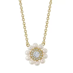 Best deal 👍 Moon & Meadow 14K Yellow Gold Cultured Pearl & Diamond Circle Pendant Necklace, 16-18" - 100% Exclusive White/gold 😉