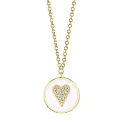 Outlet 🔥 Moon & Meadow 14K Yellow Gold Diamond Heart & Enamel Pendant Necklace, 18" - 100% Exclusive White/gold ❤️