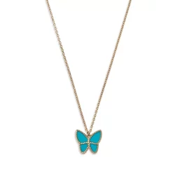 Hot Sale ๐ Moon & Meadow 14K Yellow Gold Butterfly Necklace, 18" Blue/gold ๐