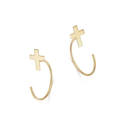 Promo 😍 Moon & Meadow Cross Front-to-Back Earrings In 14K Yellow Gold - 100% Exclusive ❤️