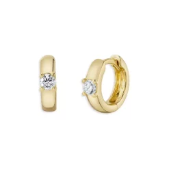 Best Sale 🥰 Moon & Meadow 14K Yellow Gold Diamond Huggie Hoop Earrings - 100% Exclusive 👍