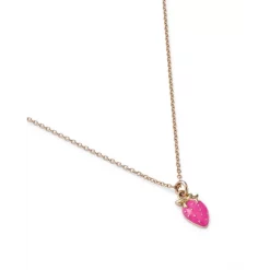 Brand new 🔔 Moon & Meadow 14K Yellow Gold Enamel Strawberry Pendant Necklace, 15-16" Pink/gold 🌟 -Moon Sales Store unnamed file 533