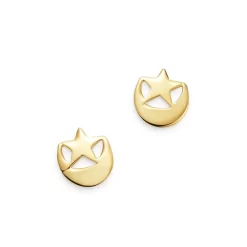 Best reviews of 💯 Moon & Meadow 14K Yellow Gold Half Moon & Stars Stud Earrings - 100% Exclusive 🎉