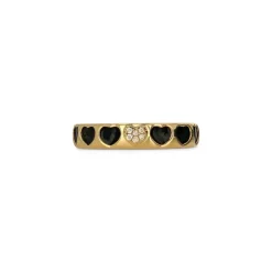 Wholesale ⭐ Moon & Meadow 14K Yellow Gold Diamond & Enamel Heart Band Black/gold 👍