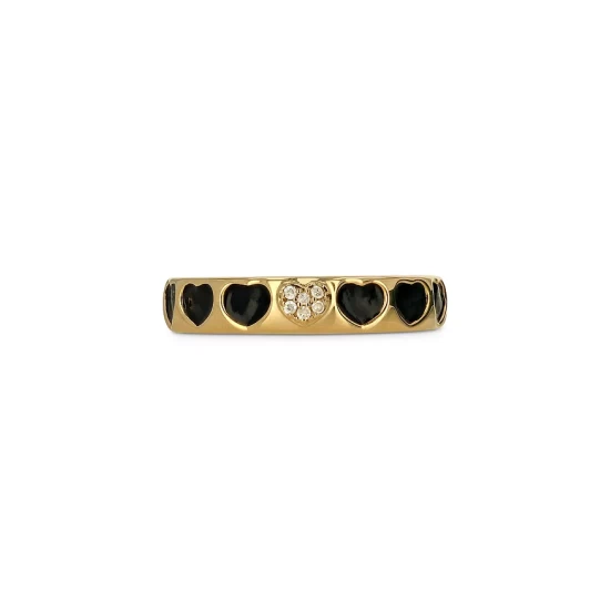 Wholesale โญ Moon & Meadow 14K Yellow Gold Diamond & Enamel Heart Band Black/gold ๐ 3 Wholesale โญ Moon & Meadow 14K Yellow Gold Diamond & Enamel Heart Band Black/gold ๐